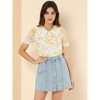 INSPIRE CHIC Women's Peter Pan Collar Lace Trim Embroidered Casual Floral Blouse - 4 of 4