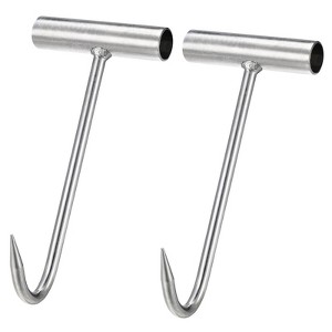 Unique Bargains Kitchen Butcher Shop Restaurant Stainless Steel T-Handle Meat Boning Hook 2 Pcs - 1 of 4