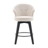 DSVIMOY Counter and Bar Stool Set of 2 Wing Back Swivel Stools with Solid Wood Legs for Kitchen and Dining, White, 22.44"*20.47"*17.72" - 2 of 4