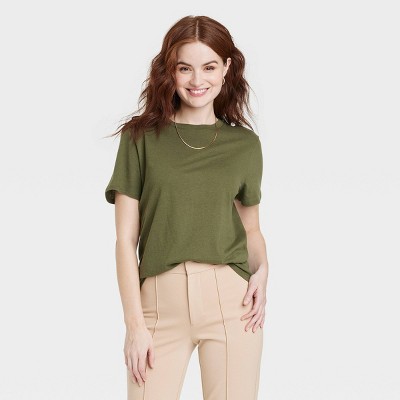 Women's Short Sleeve T-Shirt - A New Day™ Olive S