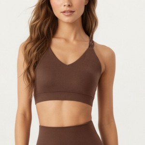 Anna-Kaci Active Women's Double Strap V-Neck Sports Bra with Smooth Stretch Fabric and Supportive Band - 1 of 4