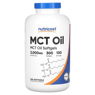 Nutricost MCT Oil, 3,000 mg, 300 Softgels (1,000 mg per Softgel)