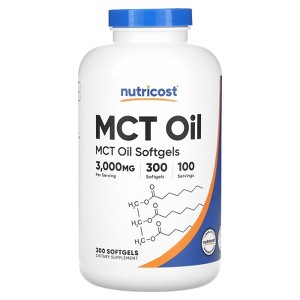 Nutricost MCT Oil, 3,000 mg, 300 Softgels (1,000 mg per Softgel) - 1 of 2
