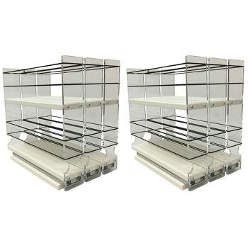 Vertical Spice 10.60 x 6.90 x 10.75 Inch Spice Rack Cabinet Mounted  Organizing Drawer with 2 Tiers, 3 Individual Drawers & Flex Sides, Cream (2 Pack)