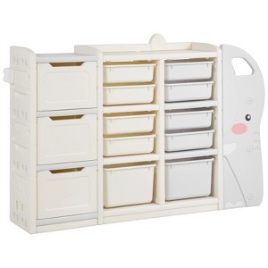 VEVOR Kids Toy Storage, 4-Tier Elephant-Shape Toy Storage Organizer with 10 Plastic Movable Bins, Kids Cubby Cabinet Made from HDPE ,Gray&Beige - 1 of 4