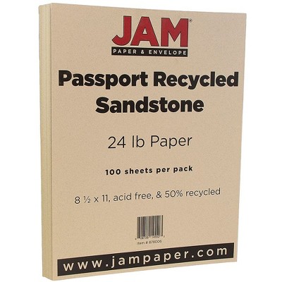 JAM Paper Recycled 24lb Paper 8.5 x 11 Passport Sandstone Brown 878006