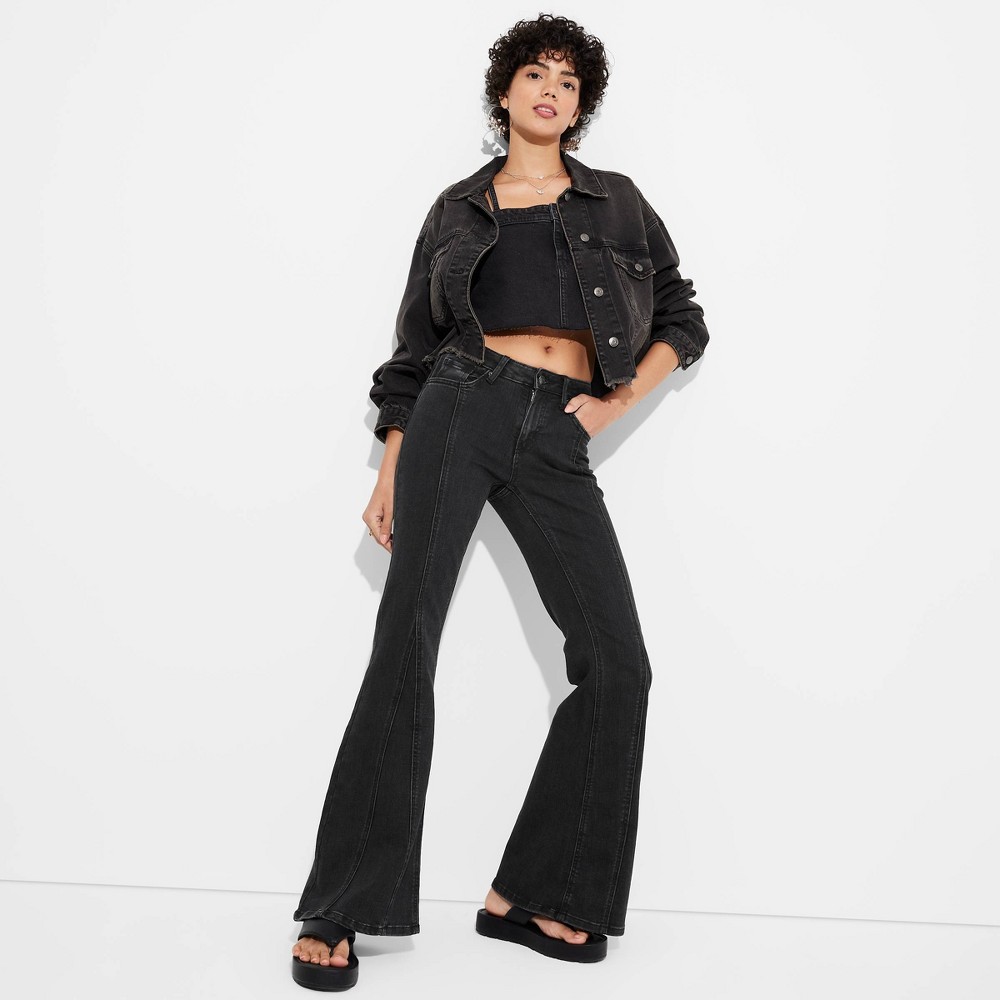 Women's Mid-Rise Flare Jeans - Wild Fable Black Wash 00