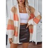 Women's Long Sleeve Color Block Chunky Cable Knitted Oversized Sweater Cardigans for Women - 4 of 4