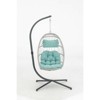 VisioGear Patio Swing Egg Chairs with Cushion, Wicker Weaving Egg Chair, Hanging Chair for Living Room Balcony, Blue&Gray, 36.2"*77.2"*36.2" - 2 of 4