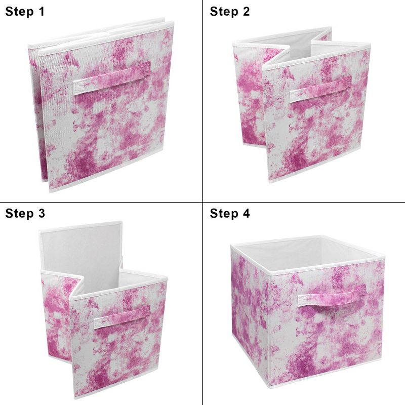 Sorbus 11 Inch 4 Pack Printed Fabric Foldable Storage Cube Bins with Handle - Organization & Storage for Closet, Bedroom, and more, 4 of 6