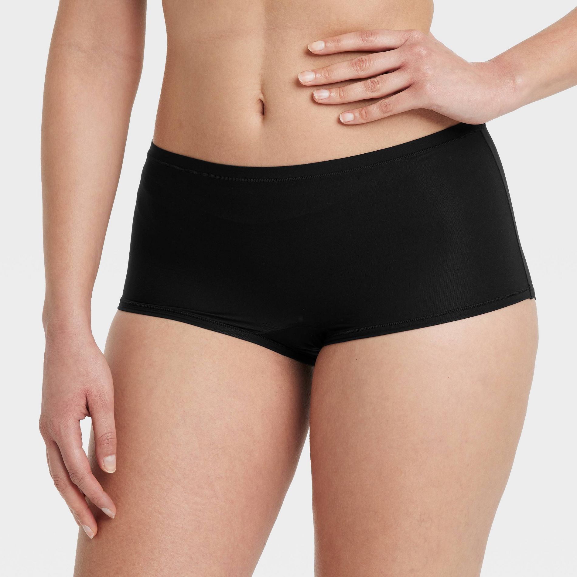 Women's Luxe Stretch Boy Shorts Underwear - Auden™ Black M: Low Rise, Cotton Gusset, Full Waistband Elastic, Machine Washable