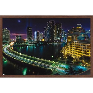 Trends International Cityscapes - Venetian Causeway Framed Wall Poster Prints - 1 of 4