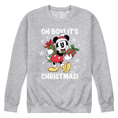 Men s Disney Mickey Mouse Oh Boy It s Christmas Graphic Fleece Sweatshirt Target