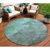 Teal Blue And Pale Aqua Abstract Washable Indoor Outdoor Area Rug - 2 of 4