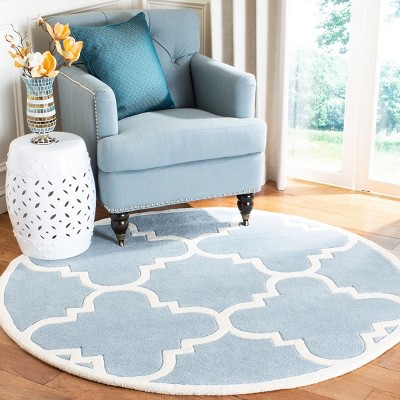 Hand-Tufted Blue and Ivory Wool Rectangular Rug, 3' x 5'