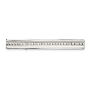 Black Bow Jewelry Stainless Steel Polished Studded Tie Bar Clip, 7 x 62mm - 1 of 4