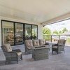 POCASSY 4-Piece Outdoor Furniture Set with 50000BTU Propane Fire Pit, All Weather Wicker Patio Fire Pit Table Set with 3-Seater Sofa and Club Chair - 2 of 4