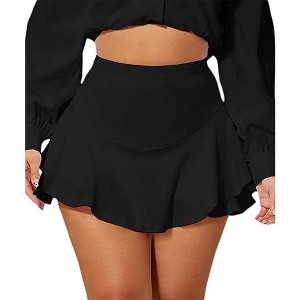 Avidlove Mini Skirt for Women Sexy Solid Ruffle Trim Lingerie Skirt Short High Waist Two Layer Hem Skirt - 1 of 2