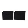 Household Essentials Set of 2 Wide Storage Boxes with Lids Black Linen: Polyester, Lidded, Stackable, Spot Clean, 18.5"x15"x12" - 3 of 4