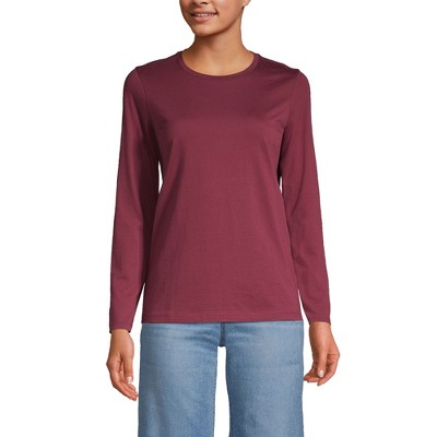 Lands' End Women's Relaxed Supima Cotton Long Sleeve Crew Neck T-Shirt