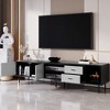 70.8" MDF Modern TV Stand with Concealed Cabinets and Electroplated Metal Legs for Living Room - 4 of 4