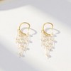 Anna-Kaci Women's Gold Tone Ear Cuff Drop Earrings with Layered Chains and Simulated Pearl Dangles - White - 2 of 4