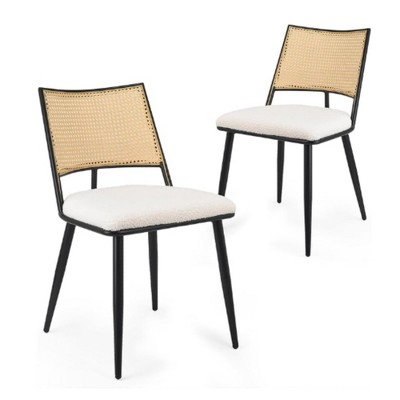 Infurnic Accent Chairs, Modern Upholstered Chairs Set with Sturdy Legs, for Kitchen and Dining Room, 2PCS, White, 21.3"*19.3"*31.1"