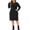 Agnes Orinda Women's Plus Size Crew Neck Long Sleeve Fall Fashion Knit Midi Pullover Sweater Dresses - 2 of 4
