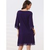 cheibear Women's Lace Modal Soft Half Sleeves One Piece Nightgown - 3 of 4
