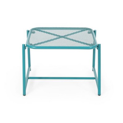 Modern Mesh Outdoor End Table, Rectangle Powder-Coated Metal Patio End Table for Outside Use, Patio Side Table -Christopher Knight Home