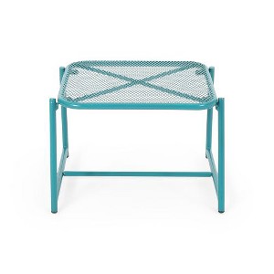 Modern Mesh Outdoor End Table, Rectangle Powder-Coated Metal Patio End Table for Outside Use, Patio Side Table -Christopher Knight Home - 1 of 4