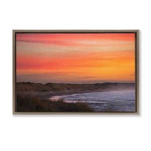 Stupell Industries Orange Sunset over Shoreline Floating Frame Canvas Art, Brown, 31" x 21" - 1 of 4
