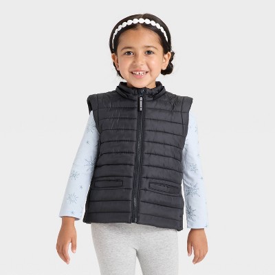 Детские куртки Cat & Jack Toddler Girls' Hooded Puffer Jacket - Cat & Jack™ Black 4T — фото 2