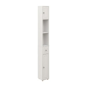 Sevobal Bathroom Storage Cabinets, Double Door Lockers with Drawer and Open Storage Shelf, Upright Storage for Bathroom, White, 7.87"*7.87"*70.86" - 1 of 4