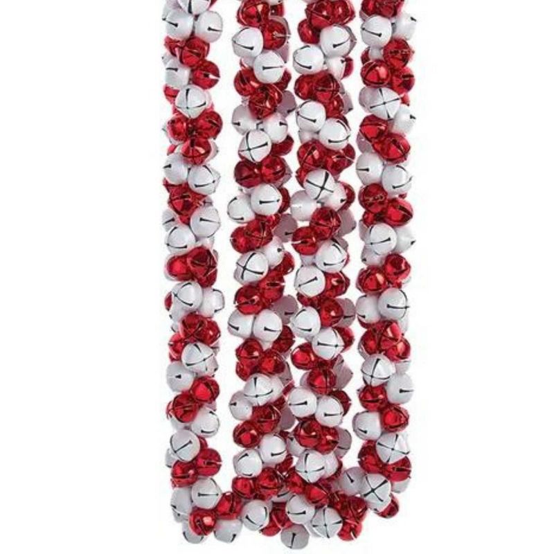 72.0 Inch Red/White Bell Garland Jingle Tree Wreath Decor Tree Garlands, 2 of 3