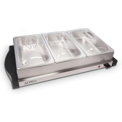 Alpha Living 3x2.5 QT Stainless Steel Electric Food Warmers with Temperature Control for Parties Buffet Premium Catering Supplies