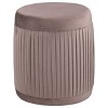 Kumasinova Round Upholstered Ottoman Stool,Accent Footrest Ottoman with Tropical Wooden Frame,Chic Vanity Stool for Living Room & Vanity,Mauve - 2 of 4