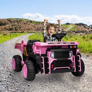 Heavy Duty 24V Ride on Dump Truck for Kids,Iron Frame Remote Controlled 2 Seater Electric Construction Vehicle - 1 of 4