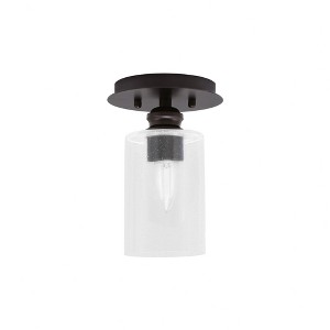 Toltec Lighting Edge 1 - Light Flush Mount in  Espresso with 4" Clear Bubble Shade - 1 of 1