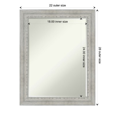 Rustic White Wash Wood Bathroom Vanity Mirror 35 x 30 in.