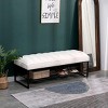 52"Entryway Bench With Shoe Rack,Shoe Storage Bench,Small Entryway Bench With Storage,Storage Bench Upholstered With Metal Shelf-Cuddlewood - 2 of 4