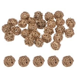 Unique Bargains Wicker Rattan Decorative DIY Crafts Balls 1.2 Inch 25 Pcs - 1 of 4