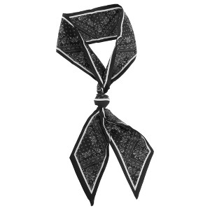 Unique Bargains Women's Paisley Print Scarf Headband Black White 1 Pc - 1 of 4