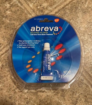 Abreva Docosanol 10% Cream Pump, FDA Approved Treatment for Cold Sore/Fever  Blister, 2 grams