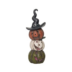 Transpac Vintage Stacked Pumpkins Light Up Figurines Multicolored Battery Operated Halloween Tabletop Decor Gift - 1 of 4