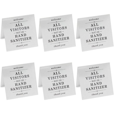 Stockroom Plus 6 Pack Metal Table Tent Signs, All Visitors Must Wash Hands (4 x 4 in)