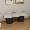 TiramisuBest Industrial Entryway Shoe Bench with Upholstered Seat & Rustic Storage, Fabric & Metal Design for Small Spaces (Antique Brown) - 2 of 4