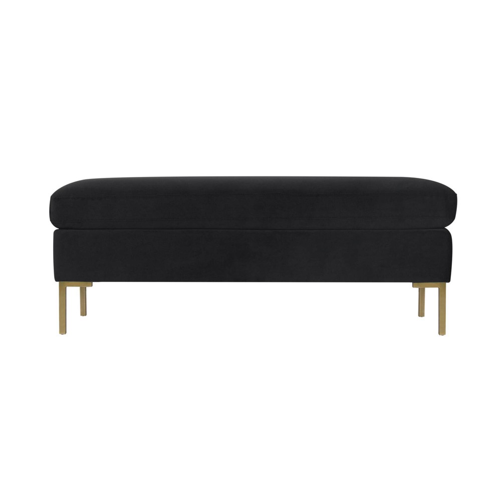 Bedford Large Velvet Decorative Bench with Pillow Top Black - HomePop was $219.99 now $164.99 (25.0% off)