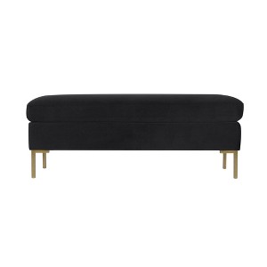 Bedford Large Velvet Decorative Bench with Pillow Top Black - HomePop