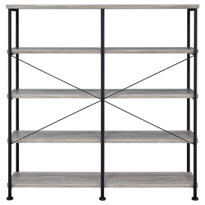 Analiese Gray Driftwood 4-Shelf Industrial Bookcase